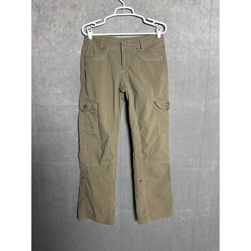 Kuhl Womens Olive Green Cargo Hiking Pants 6 Outdoor Straight Leg Cotton Blend